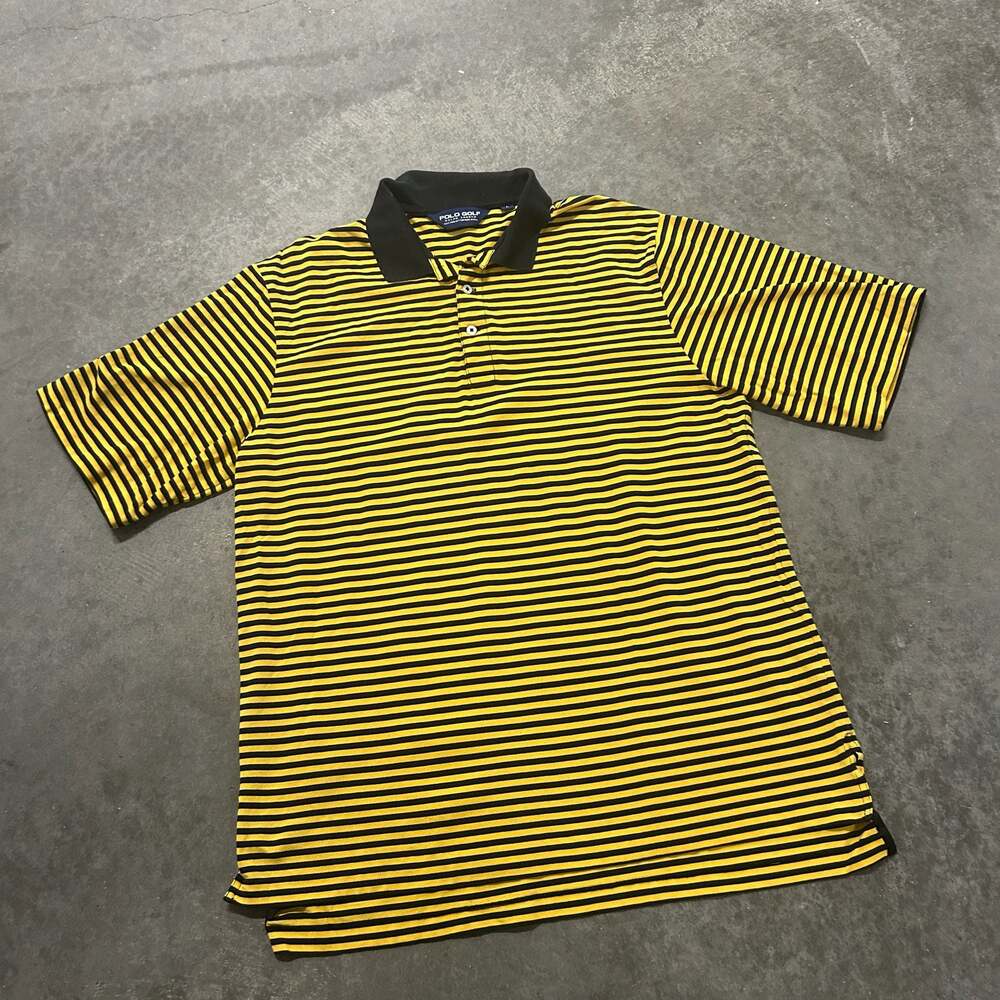 Vintage Polo Golf Ralph Lauren Yellow and Black Striped Pima Cotton Polo Shirt